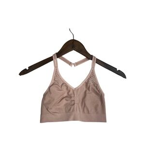 Athleta Seamless V-Neck T-Back Sports Bra Dusty Rose Pink Size S Low Impact